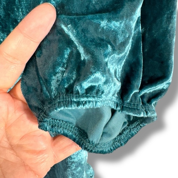 Free People Intimately Don't You Wish Velvet Bodysuit, Deep Teal, Size Large - Picture 9 of 15